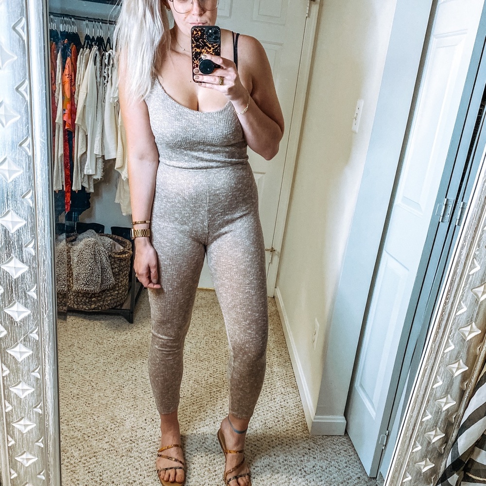 A'GACI Slim Fit Knit String Tie Back Jumpsuit